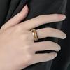 Yellow Crushed Stone Silver-Edged Stainless Steel Men's Fashion Ring