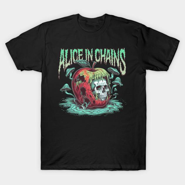 

Men Black Print T-shirt Apple Zombie - Alice In Chains No-Cut Transfer Paper Print Cotton Tshirt XL