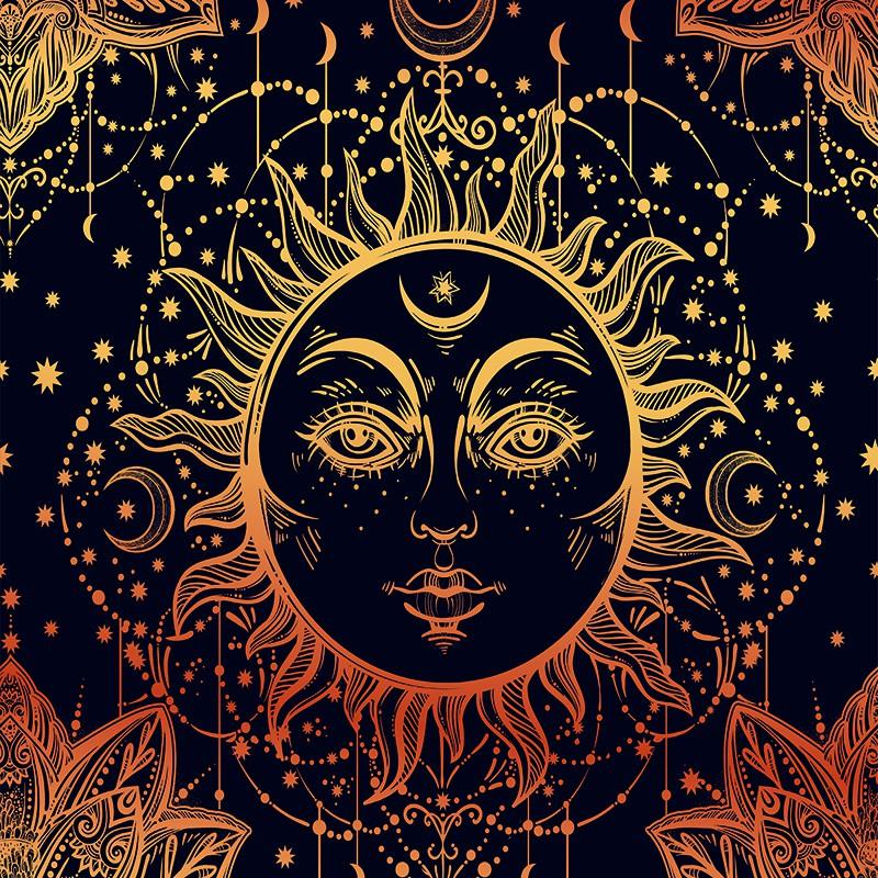 Decor acasă Tapiserie Sufragerie Dormitor Frumos Apus de Soare Soare Luna Mandala Tapiserie de perete suspendată