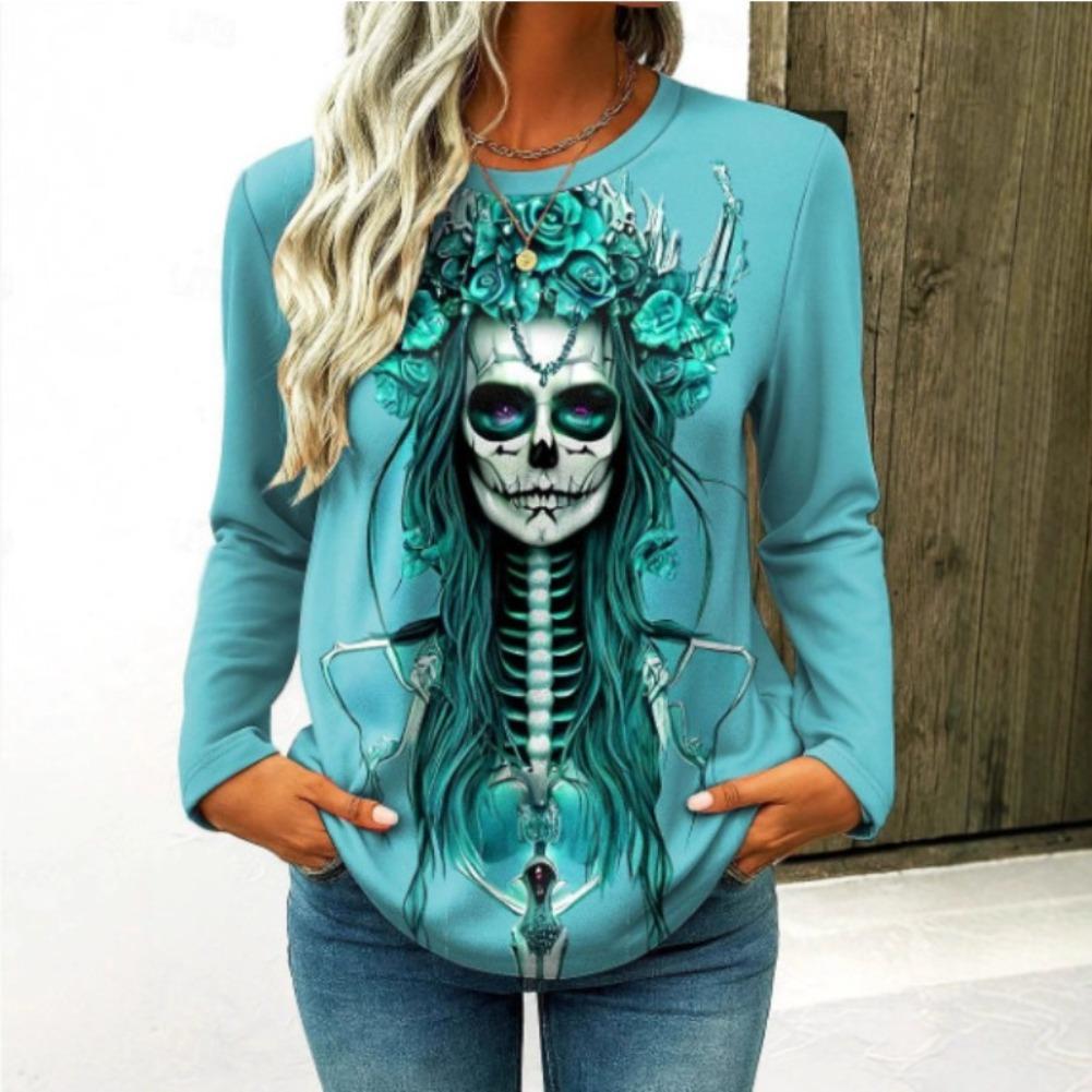 Women's Fashion Printed Top Casual Loose Long Sleeve Crew Neck T-Shirts Women’s