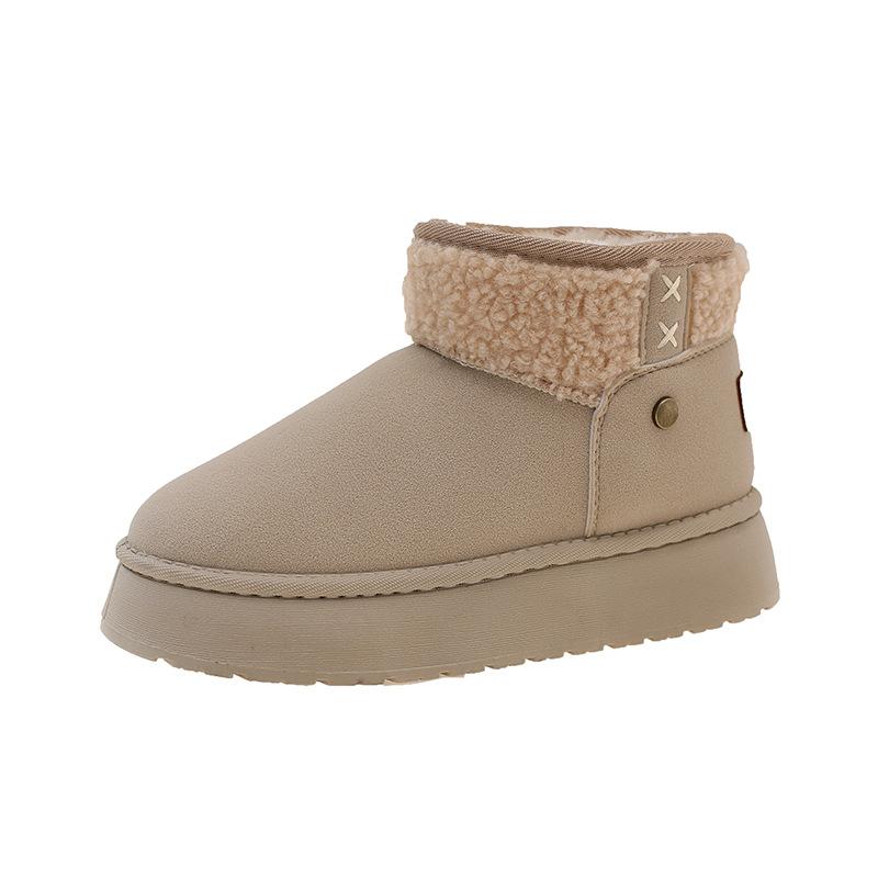 Winter Women Snow Boots 2026 Plush Warm Anti Slip Comfortable Ankle Boots Fluffy Round Toe Platform Cotton Boots Botas Mujer