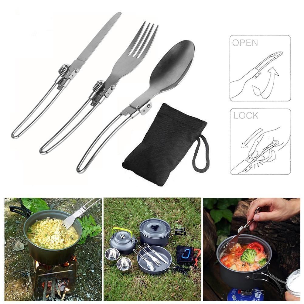 Utensil Set Camping Cutlery Utensil Set Flatware Silver