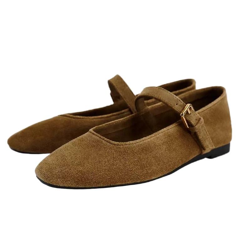 

Модные ретро коричневые балетки из искусственной замши, женские модные туфли Мэри Джейн с круглым носком и узкой пряжкой, элегантные удобные балетки, zapatos mujer 35 темно-коричневого