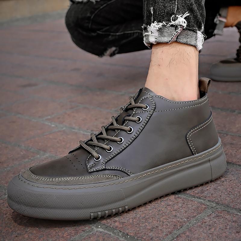 Fashion Autumn Winter New High-top Business Casual Quality Leather Men's Boots Fashion Boots Trends Soft Sole Sneakers Men's Ankle Boots