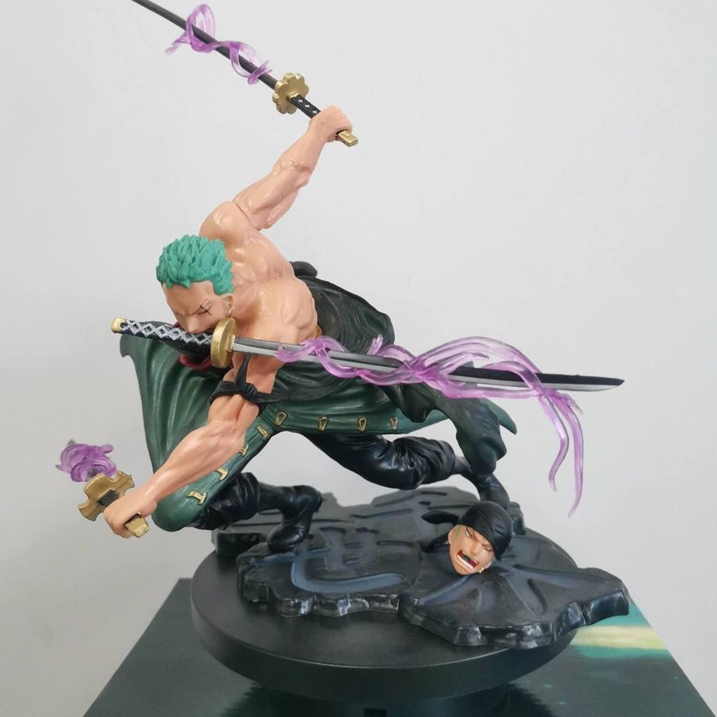 JT studio Gleicher Stil One Piece 25 cm Roronoa Zoro Sitzend Drei Tausend Welten Doppelkopf PVC Modell Spielzeug Geschenke