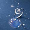VENTFILLE Silver Color Star Moon Love Ring for Women Girl Gift with Crystal Adjustable Party Jewelry Wholesale Dropship