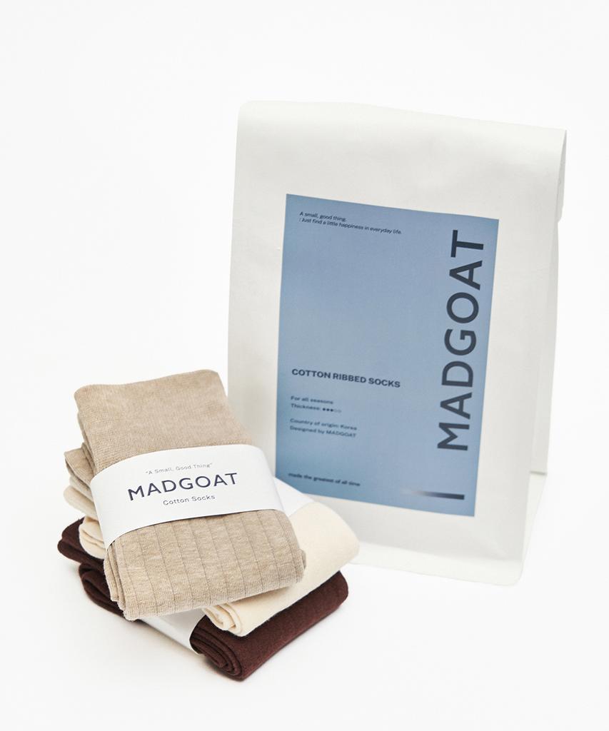 Maedeugoteu Cotton Crew Socks 3-Pair Set (Unisex)