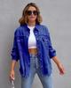 New 2023 Women's Autumn/Winter Denim Cardigan - Solid Color, Single-Breasted Turn-Down Collar Shirt Jacket