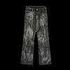 Jeans da Uomo Vintage Pesanti Lavati Denim Vestibilità Larga Gamba Svasata Hip Hop Streetwear