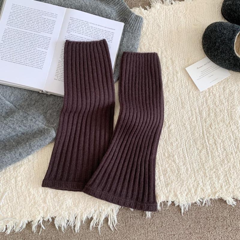Sock Cover Women's Fall/winter Vertical Stripe Small Round Toe Basic Pile-up Sock Knitted Woolen Sweater for Warmth and Protection of The Lower Legs