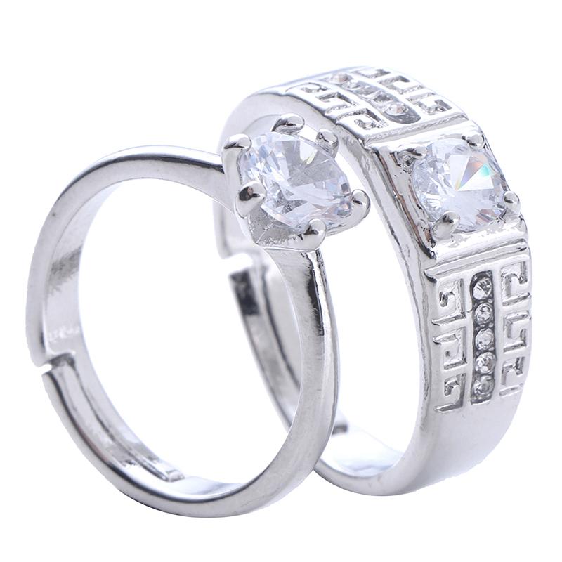 1Pair Classic Couple Resizeable Engagement Ring Men Women  Adjustable