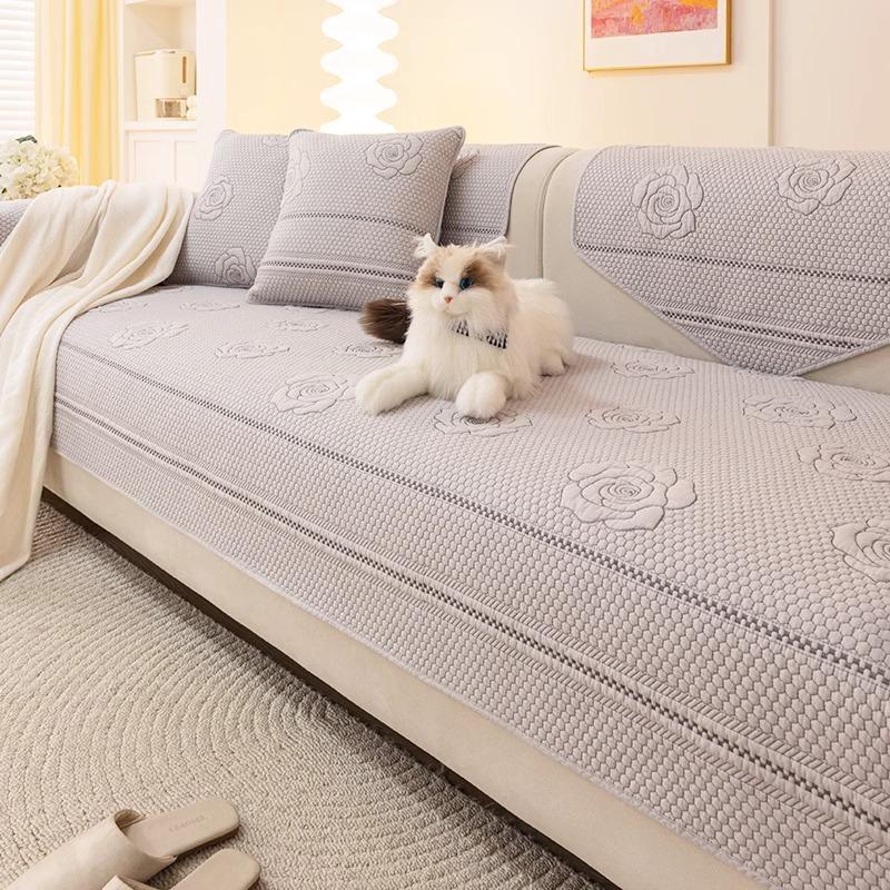 Cotton Sofa Cushion Universal In All Seasons, Simple Cream Wind Sofa Seat Cushion  New Non-Slip Sofa Cover Cover Cloth