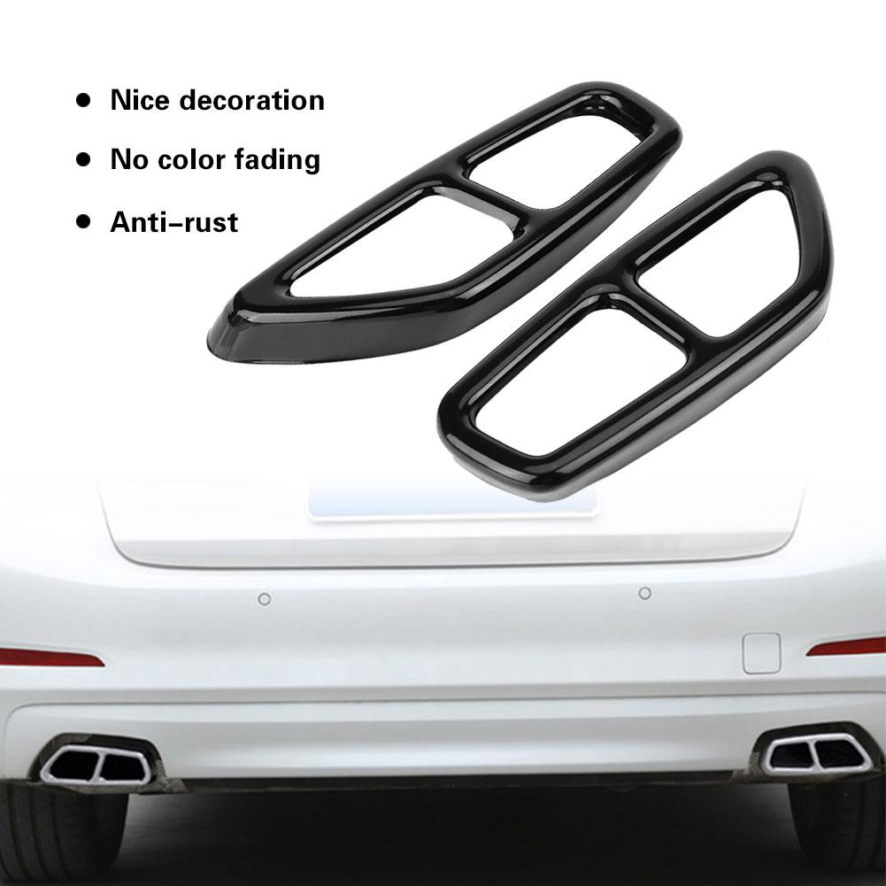 2Pcs Car Stainless Steel Black Exhaust Tailpipe Cover Trim for BMW 5 Series G30 2017 2018