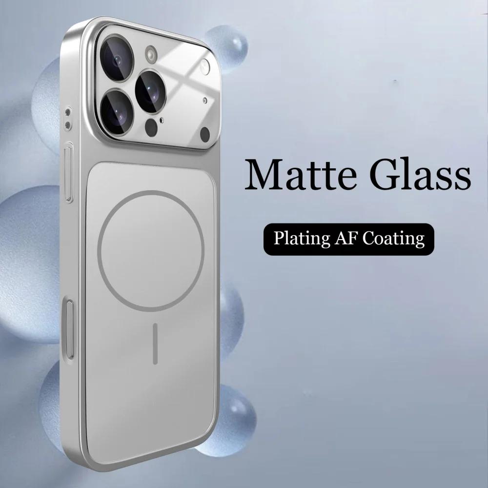 

Original Glass Nano Matte Magnetic Case For iPhone 17 Pro Max 16 15 14 13 Air 17Pro For Magsafe Wireless Charging Armor Fundas iPhone 13 серебряный