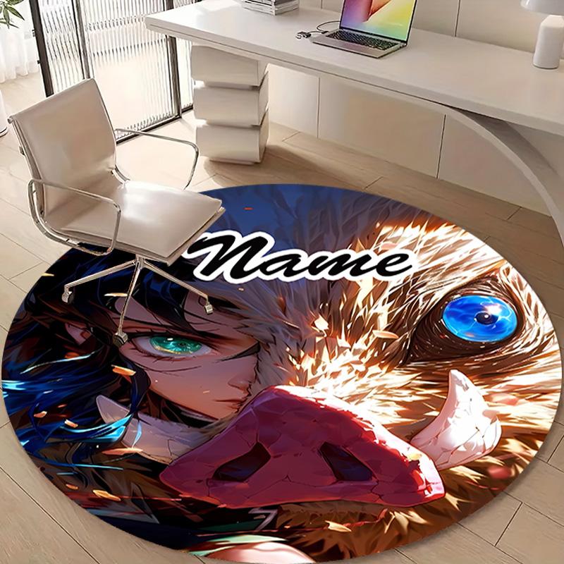 Personalized Demon Slayer Round Chair Office Rug - Perfect for Mat, Office Chair & More - Ideal Gift for Birthdays and Holidays