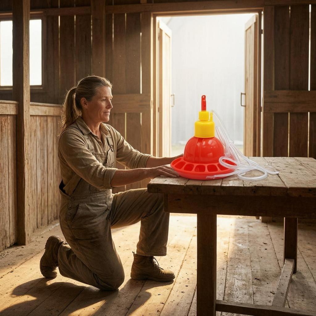 Avian Waterer Multiple Drinking Openings Drinker Red and Yellow Chicken for Chicks