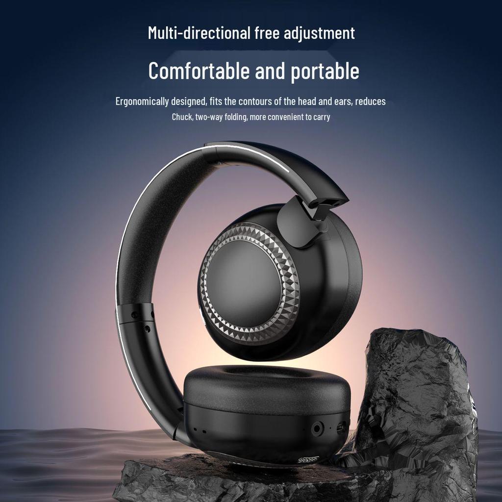 New Bluetooth Over-Ear Headset: Foldable, Rotating Design with Soft Large Earcups