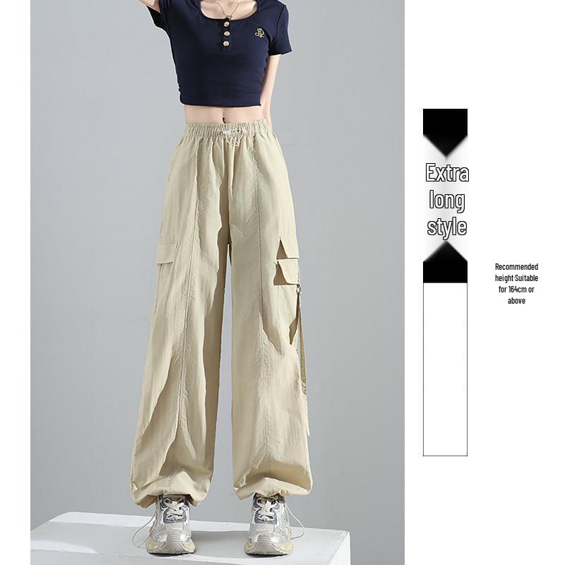 Women's High Waist Purple Parachute Jumpsuit - 2025 Loose Fit, Quick-Dry Ice Silk Hiking Pants