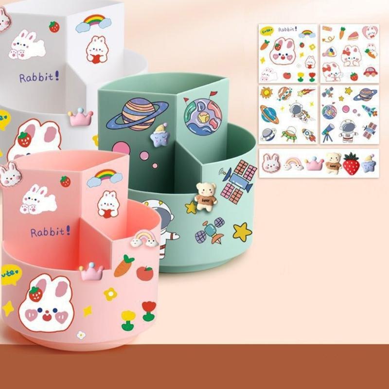 360 Degree Rotating Desktop Organizer Multi Functional Plastic Storage Box With Partition Design For Work and Study