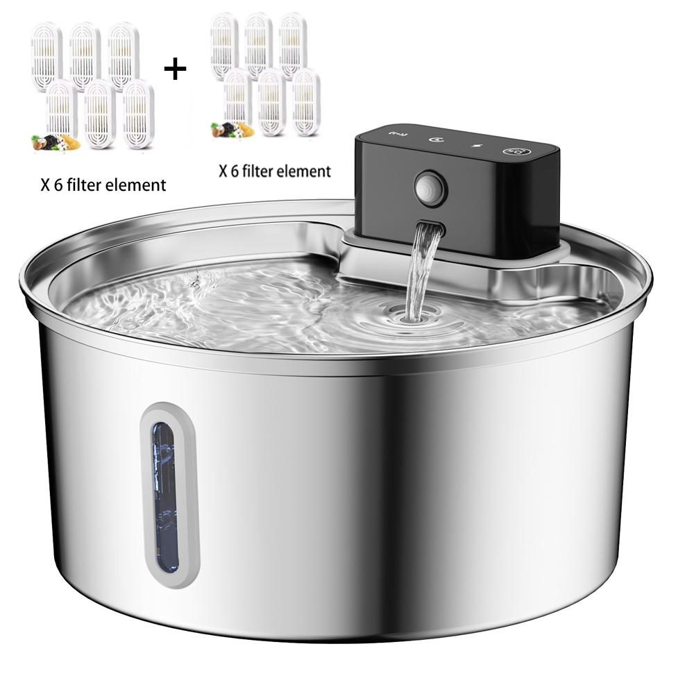 3L 5V Rechargable Automatic Stainless Steel Dogs Water Fountain 4000mAh Wireless Pet Drinker Battery Sensor Dispenser Cat Bowls