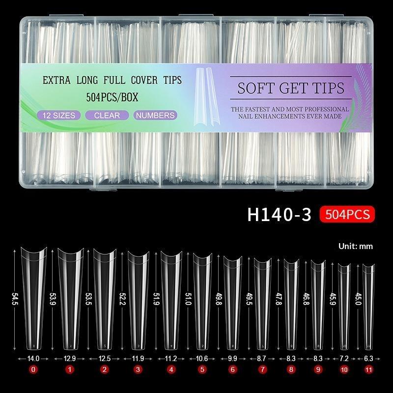 240/504Pcs Extra Long C Curve Nail Tips Clear False Nail Tips For Gel Acrylic Press On Nails Professional Home Diy With Box