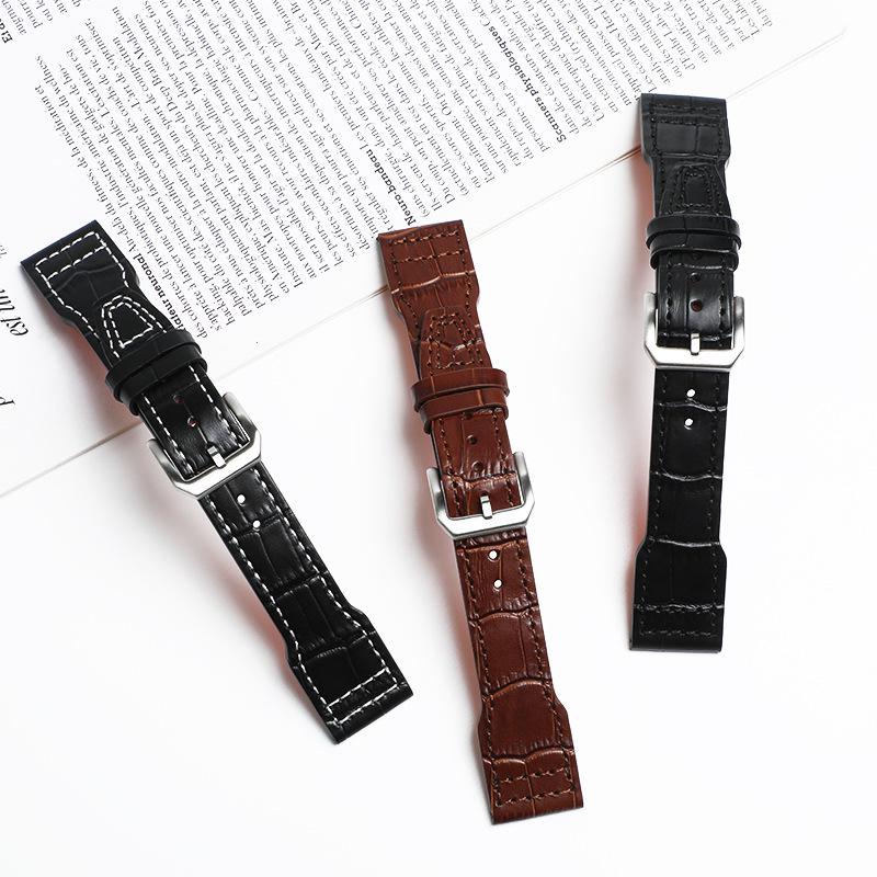 Wan Guo Top Layer Leather Bamboo Pattern Watch Strap for IW Little Prince Pilot Series (20mm, 21mm, 22mm)