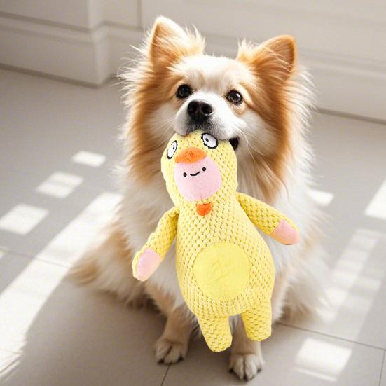 

Duck Squeaky Dog Toy Animal Shape Plush Puppy Teeth Grinding Toy Emotional Comfort Soft Dental Cleaning Toy жовтий