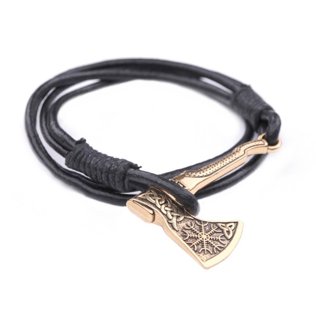 Axes Pendant Bracelet Wrap Bangle Nordic Jewelry for Men Concert Accessories Wristband for Parties and Everyday Outfits
