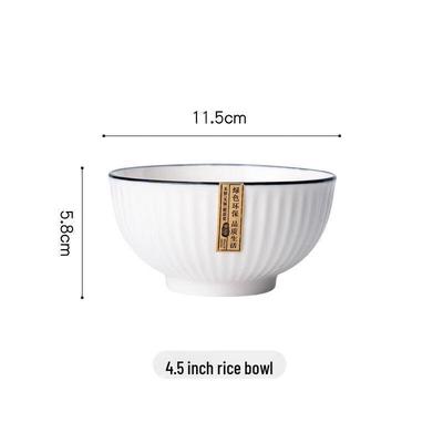 ZISIZ 4.5-inch Black Line Vertical Stripe Rice Bowl