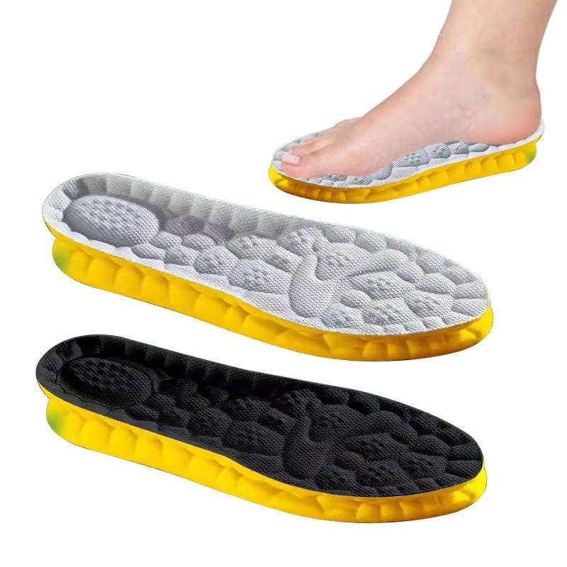 4D Sports Insoles Shoes PU Sole Soft Breathable Shock Absorption Cushion Heavy Duty Support Pain Relief Running Orthopedic Care