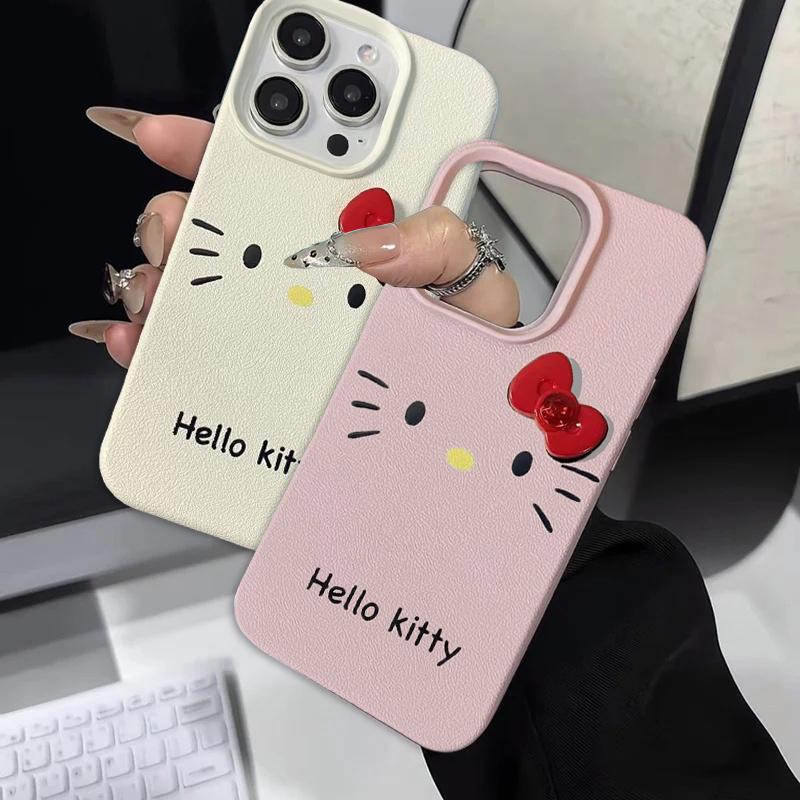 Pretty Cute Hello Kitty Chain Case For Iphone 17 Pro Max 17 Air 16 15 14 13 12 11 Pro Max 16e Lichee Pattern Phone Casing