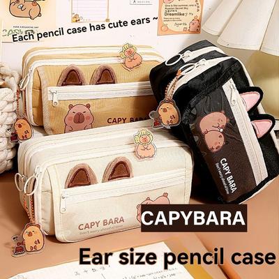 Kapybara Cartoon Print Pouzdro na tužku Překlápěcí 11vrstevný sáček na pero Zip Multifunkční pouzdro na papírnictví pro studentský dárek