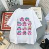 Kirby Shirt Summer O-neck Round T-shirt Short-Sleeve Tops Solid Color Adult Printed Anime White Tshirt Collar Couple Tees