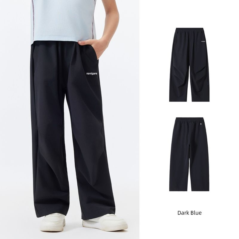 Navigare Italian Small Sailboat Children s Pants 2026 Spring New Unisex Casual Pants Ribbed Knit Pants Ocean Leap-Dark Blue 150
