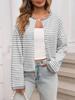Women's Button Coat Striped Color-Contrast Long-Sleeved Cardigan