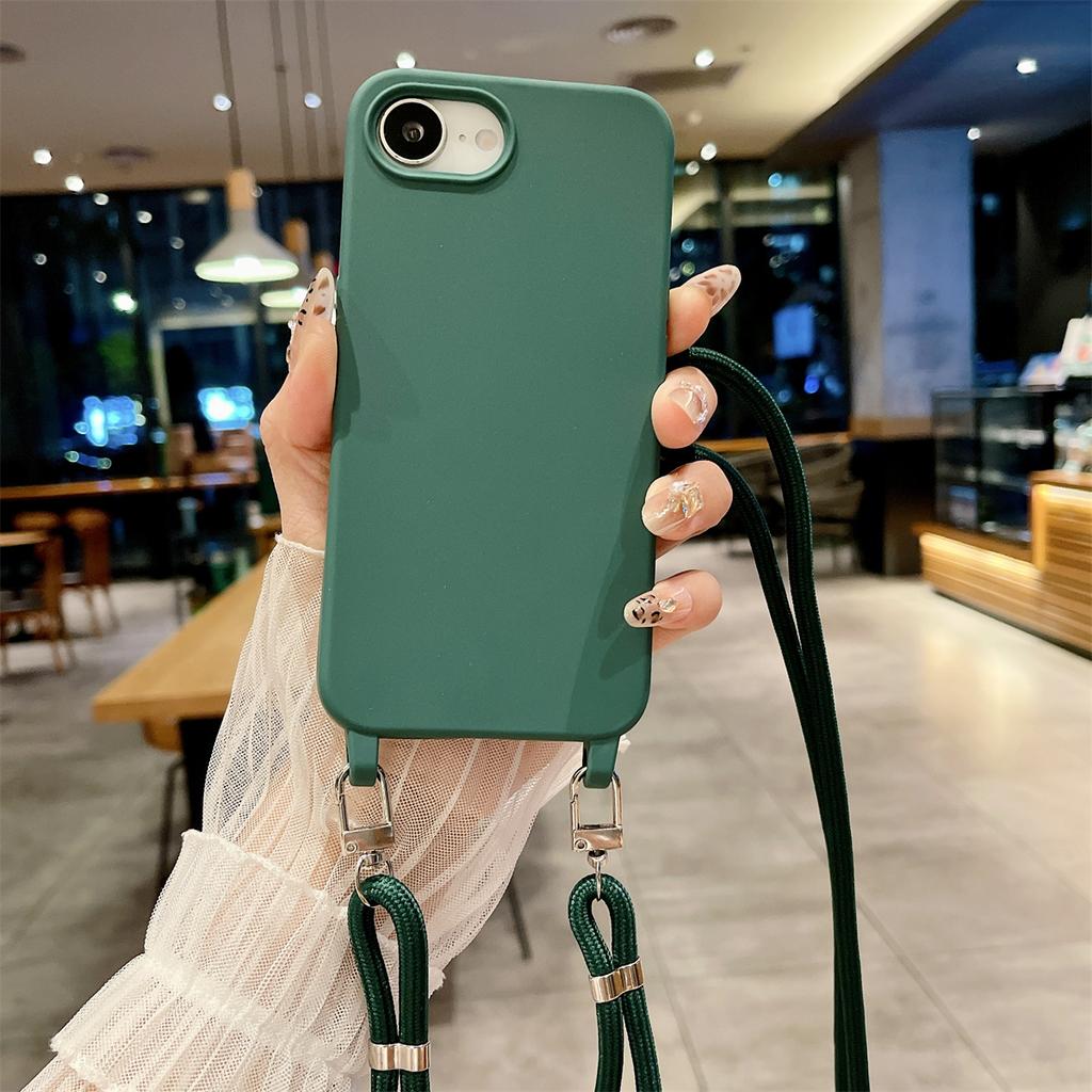 Crossbody Lanyard Candy Color Phone Case for Iphone 17 Air 16 Plus 16E 15 14 13 12 11 Pro Max Silicone Soft TPU Back Cover