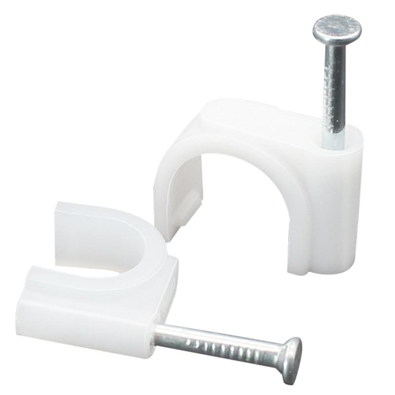 Steel Nail Round Plastic Cable Clip for Wire Management and Network Organization