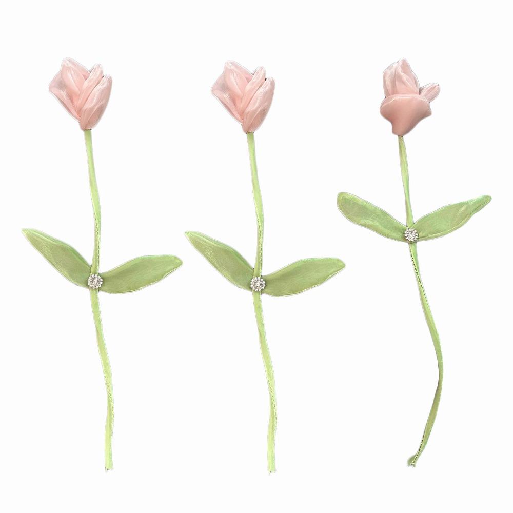 

3PCS Rhinestone Clothing Patches Satin Fabric Clothing Applique Tulle Flower Appliques Dressmaking