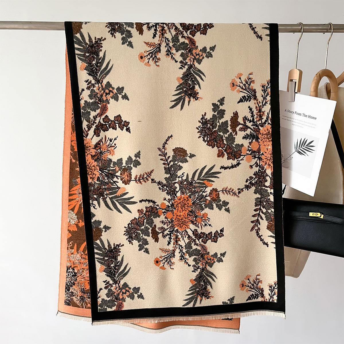 

Winter Women Print Cashmere Scarf Winter Thickened Fashion Warm Versatile Scarf Shawl Two-Sided Designer Wraps Caped Scarves 66X192cm