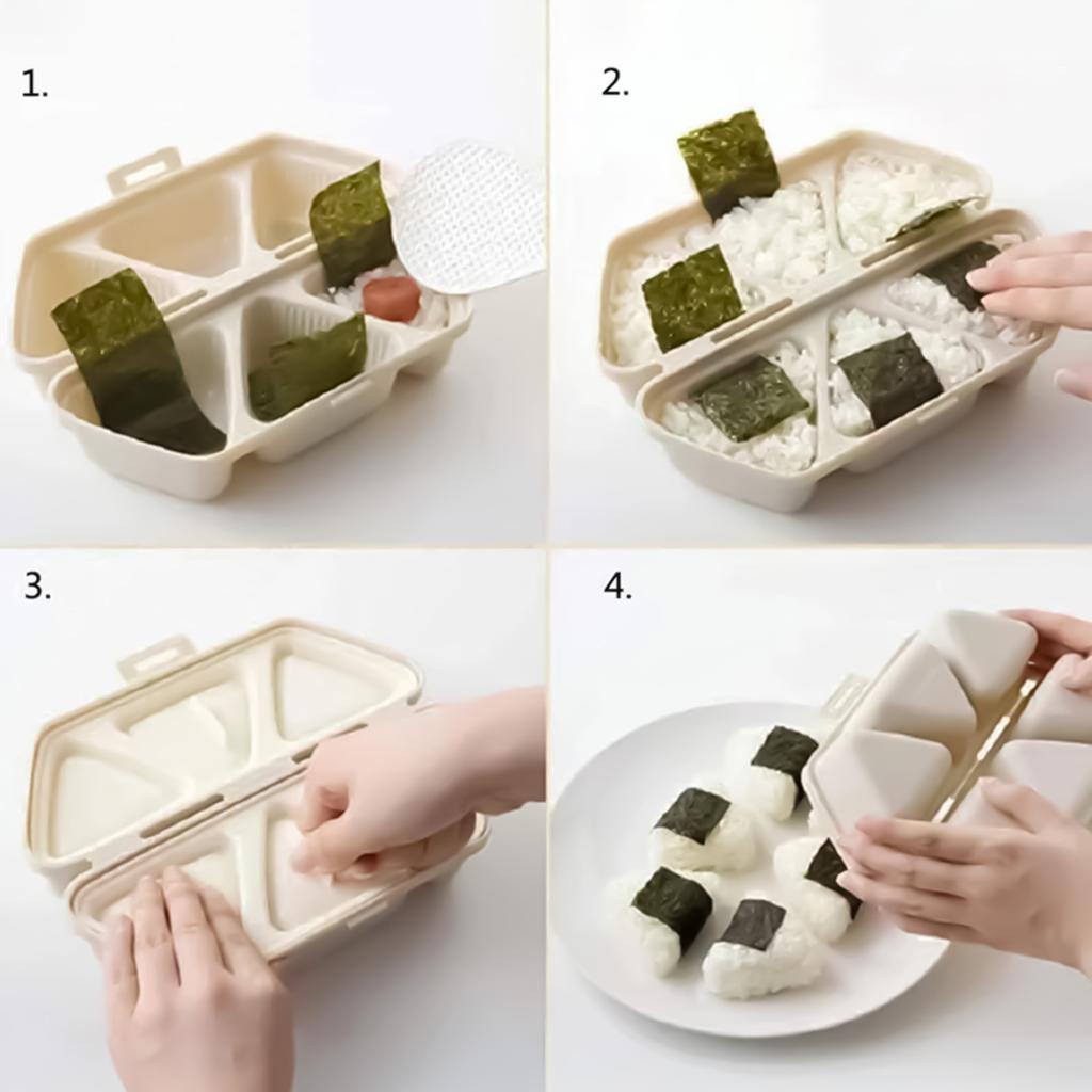 6 Grid Triangle Onigiri Mold Box PP Material Portable Rice Ball Shaper for Bento Lunch Making
