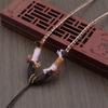 Hetian Jade Beeswax Tangka Rope Necklace with Multi-Treasure Hand-Rubbed Cotton Thread Tassels - DIY Weaving Accessory.