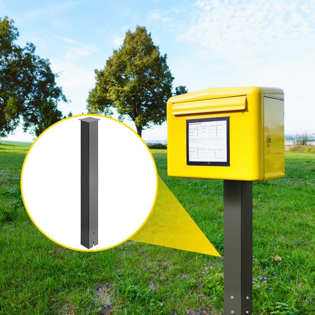 Mailbox Post, 43\" High Mailbox Stand, Black Powder-Coated Mail Box Post Kit, Q235 Steel Post Stand Surface Mount Post for Sidewalk and Street