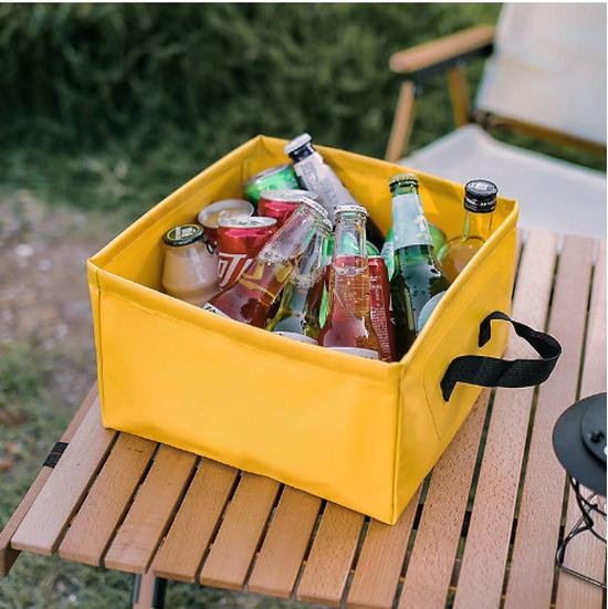Foldable Square Water Bucket with Large Capacity - Portable Travel Storage for Tableware and Toiletries.