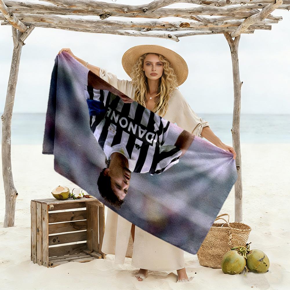 Football Player Action Beach Towel High Absorbency & Quick-Dry Comfortable Lightweight Suitable for Swimming, Gym, Camping, Yoga Vacation