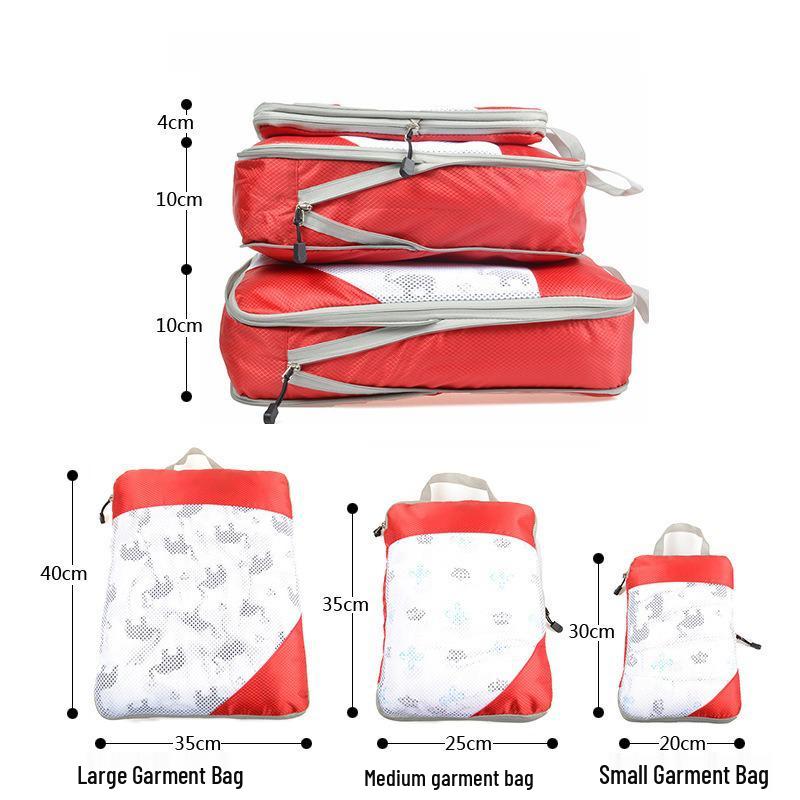 Travel Storage Bag Set: Three-Piece Waterproof Compression for Clothes, Pants, and Socks - Perfect for Business Trips.