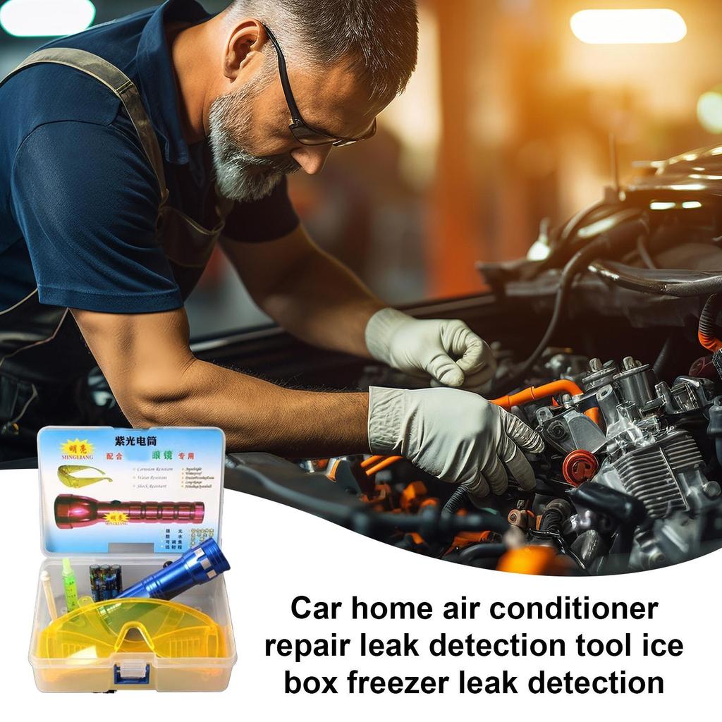 Car Air Conditioning Repair Kit Fluorescent Leak Detection Tool Auto AC Diagnostic Tool Leakage Tester UV Dye for Refrigerators