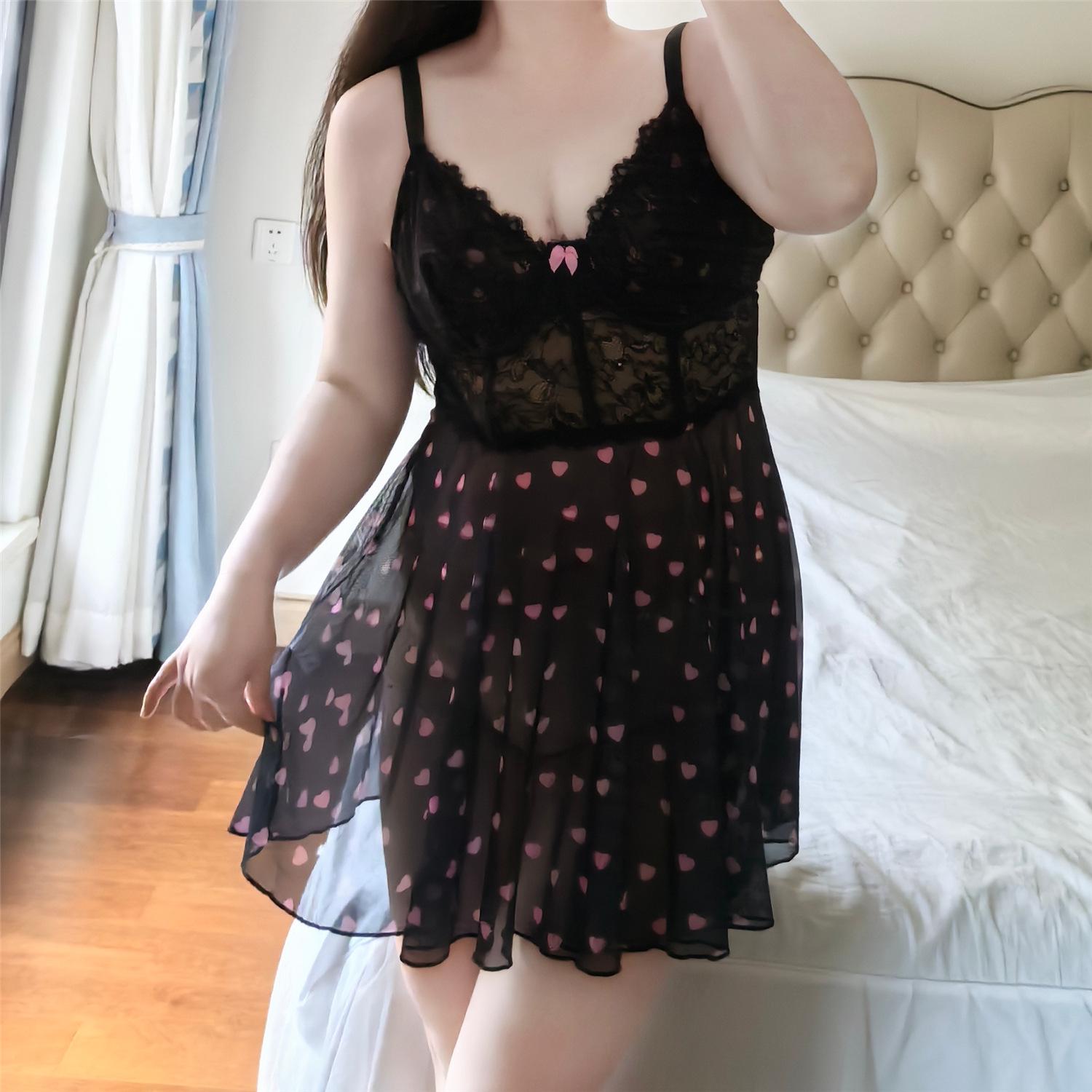 

Сексуальная ночная сорочка из кружевной сетки большого размера 2081 - Прозрачная майка для чистого желания 3XL чёрный