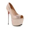 Sexy Extrémní 16cm Vysoké Podpatky Platforma Boty Žena Peep Toe Červená Zlatá Stříbrná Dámské Lodičky na Podpatku Párty Svatba Taneční Boty Ženské