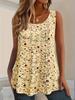 Damenmode Sommer Tanktop mit kleinem Blumenmuster, lässig, ärmellos, Rundhalsausschnitt