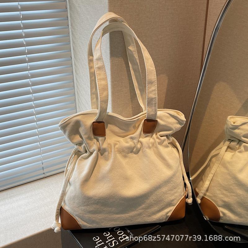 2025 New Oxford Cloth Large Capacity Tote Bag Fashion Versatile Handbag Casual Drawstring Folded Shoulder Bag Tide